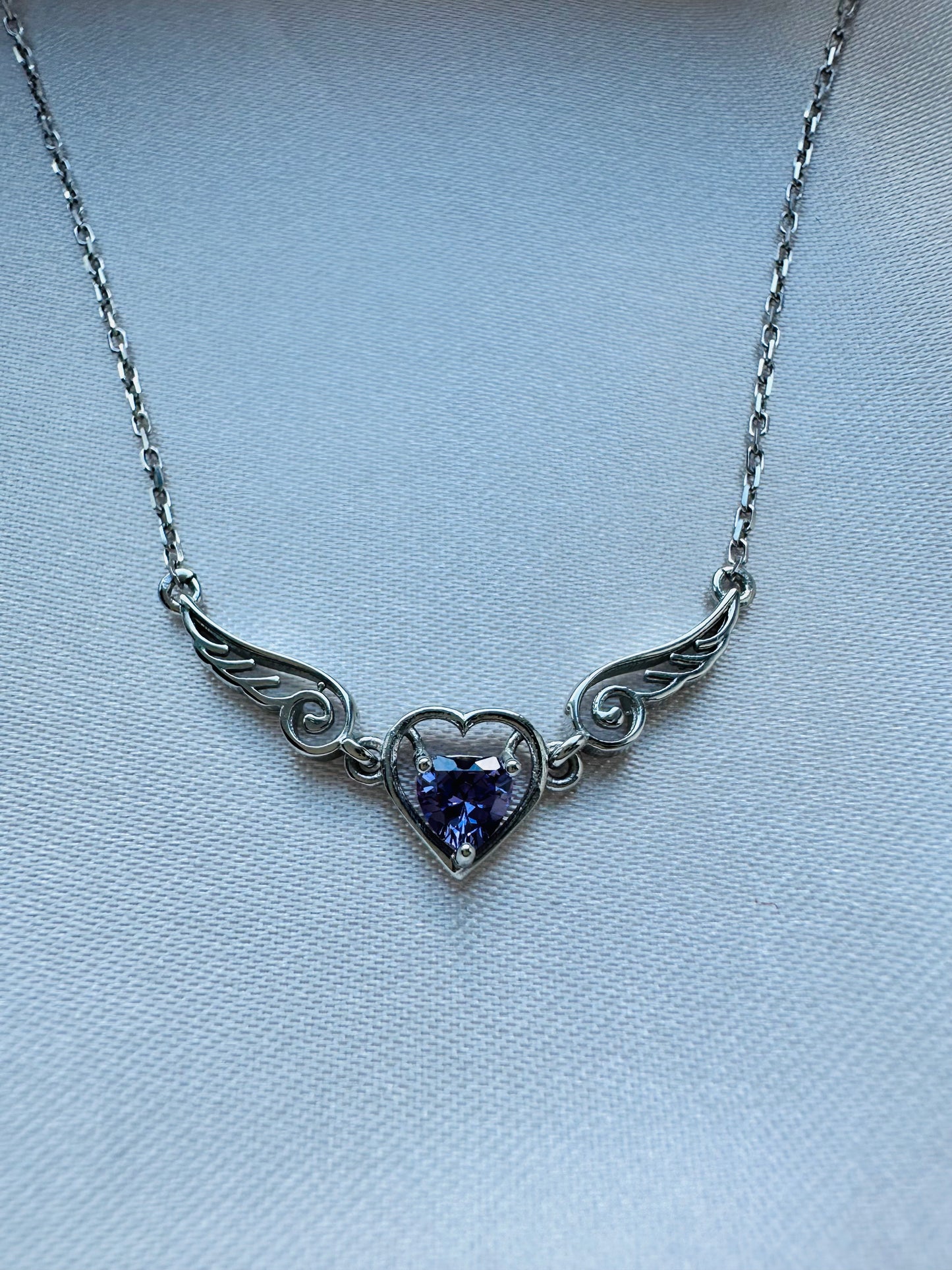 Amy Amethyst  Angel Wing Heart Necklace