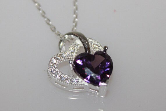 Alessi Amethyst Double Heart Bracelet with Necklace Option