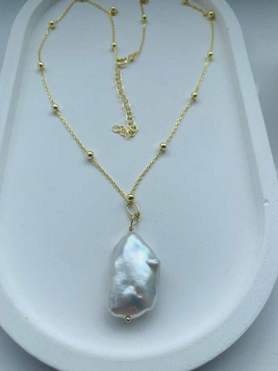 Cara Baroque Pearl Gold Necklace with earrings option