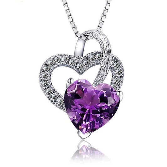 Alessi Amethyst Double Heart Necklace with Bracelet Option