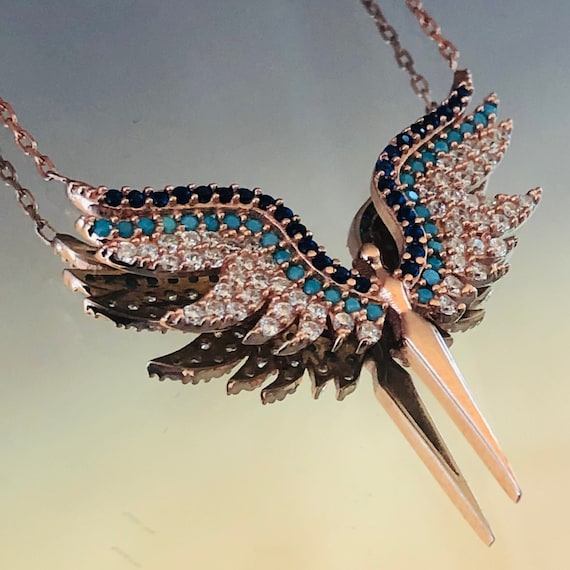 Turquoise Rose Gold Archangel Protect Angel Pendant