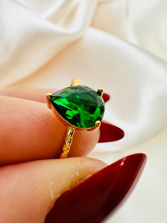 Emerald Pear Cut Ring