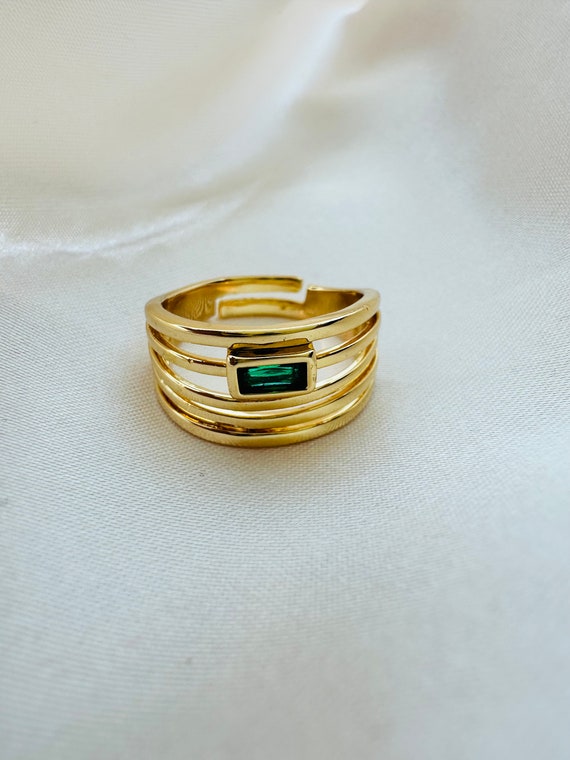 Three Layered Emerald Ring