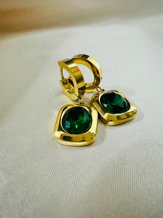 Dangle Drop Emerald Earrings