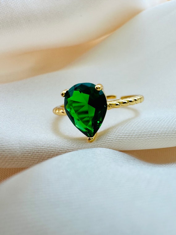 Emerald Pear Cut Ring