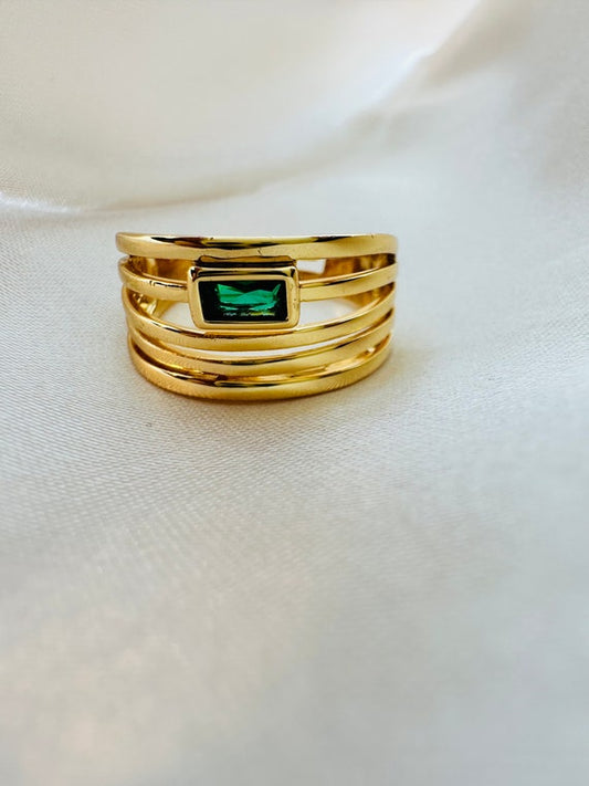 Three Layered Emerald Ring