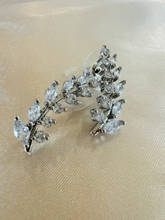 Cz Leaf Stud Earrings