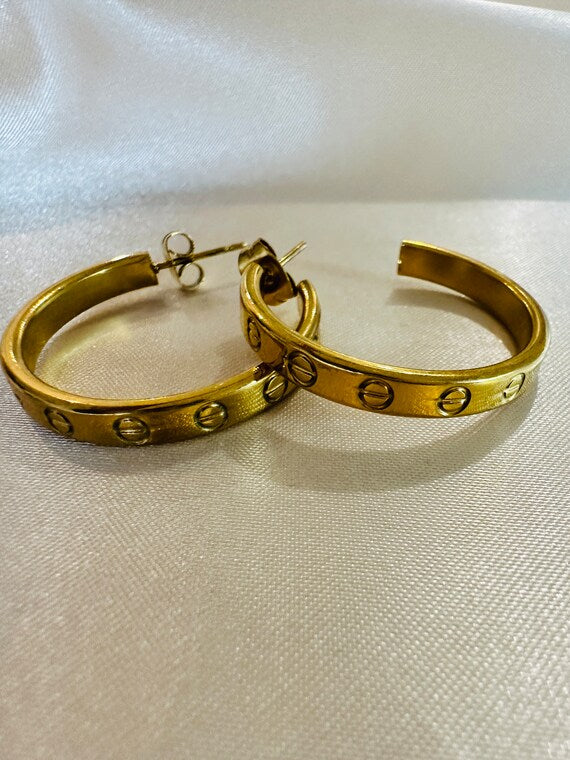 Gold Thick Hoop Earrings