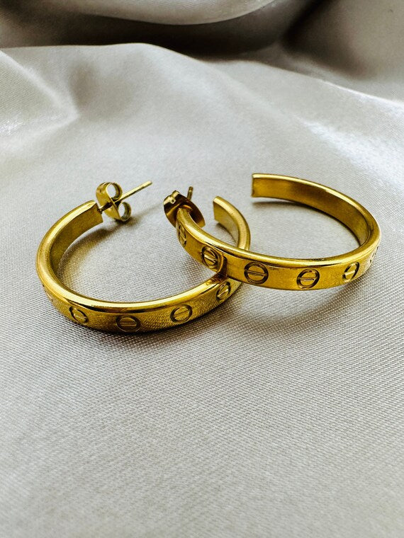 Gold Thick Hoop Earrings