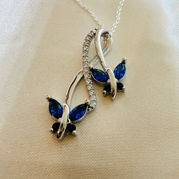 Infinity&Butterfly Sapphire Necklace