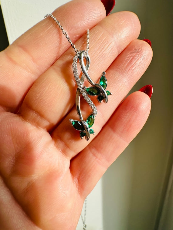 Infinity&Butterfly Emerald Necklace