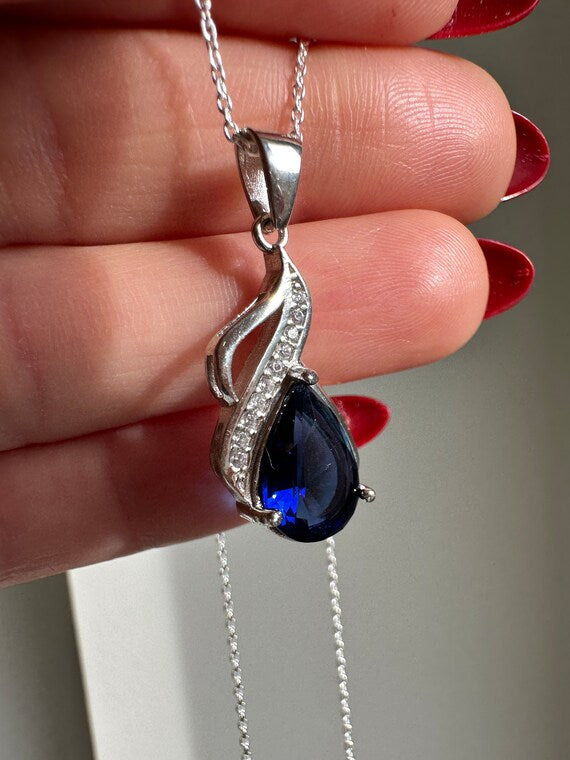 Leala Sapphire Teardrop Necklace