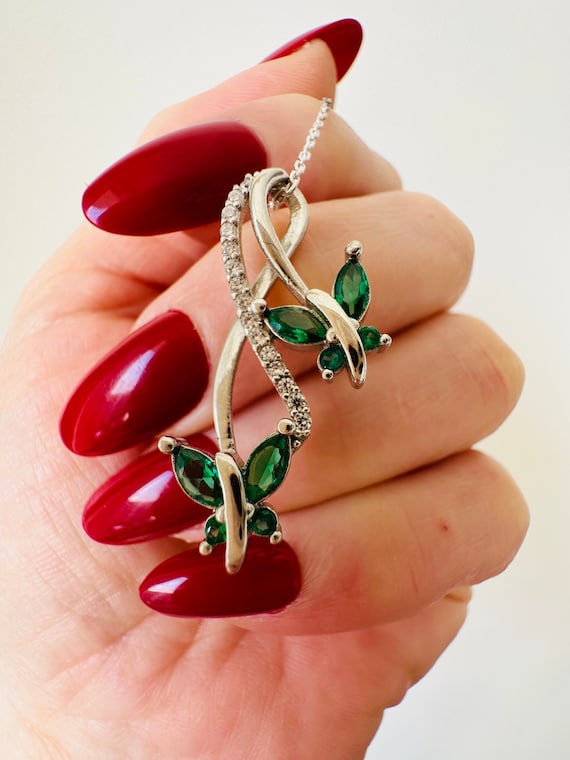 Infinity&Butterfly Emerald Necklace