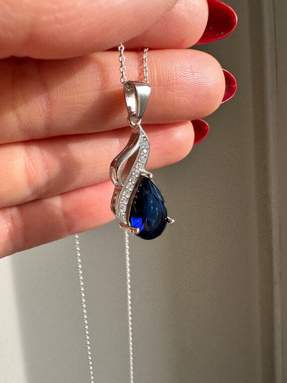 Leala Sapphire Teardrop Necklace