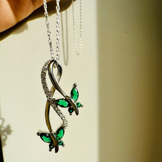 Infinity&Butterfly Emerald Necklace