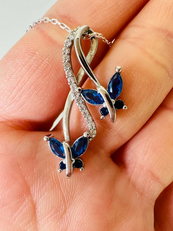 Infinity&Butterfly Sapphire Necklace