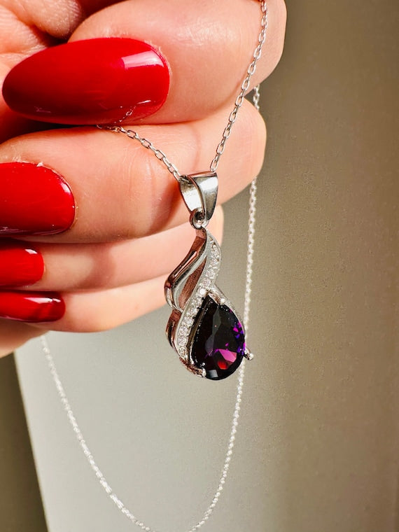 Berta Amethyst Teardrop Necklace