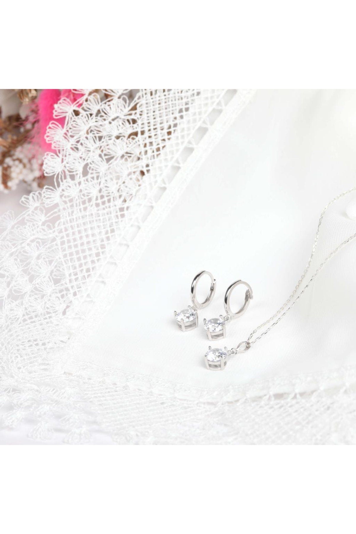 Ellie Solitaire Necklace and Earring Set