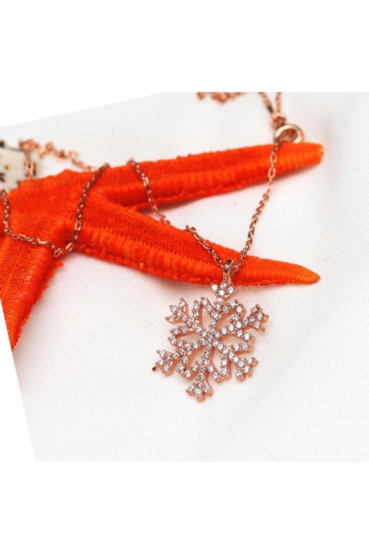 Rose Gold Snowflake  Necklace