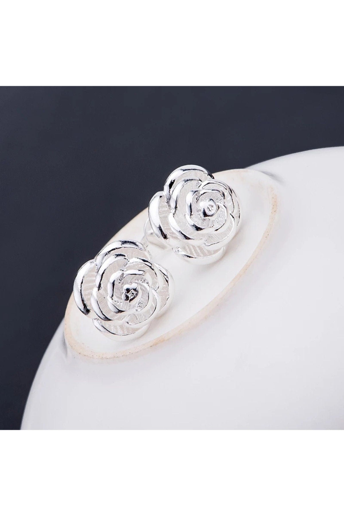 Sterling Silver Rose Earrings