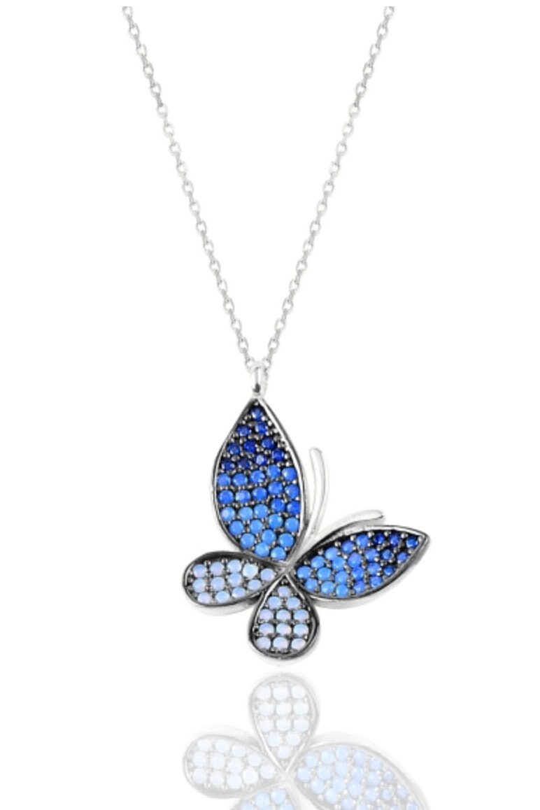 Blue Butterfly Silver Necklace