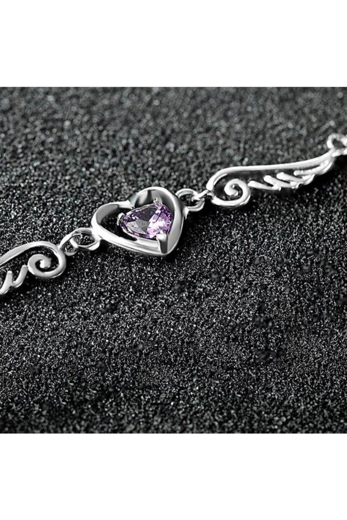 Amy Amethyst  Angel Wing Heart Necklace