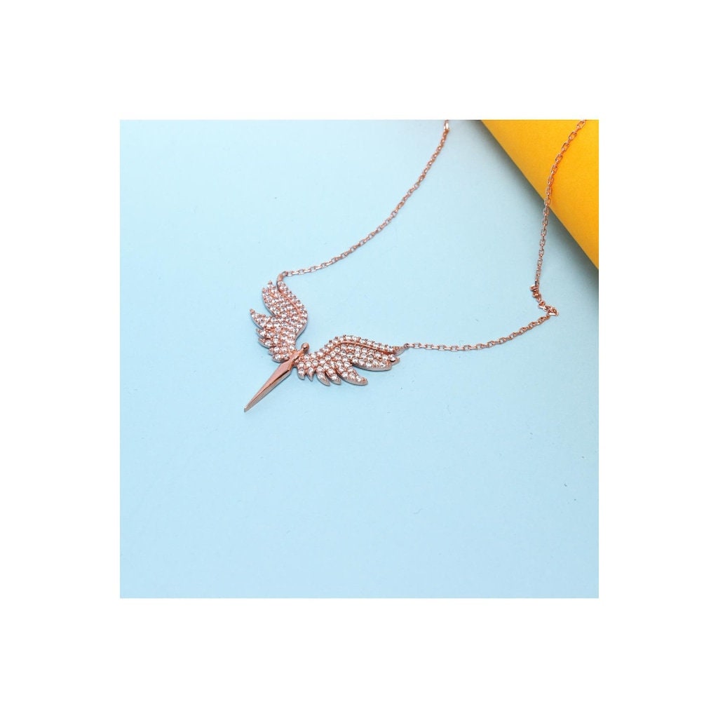 Rose gold The Archangel Protect Angel Pendant