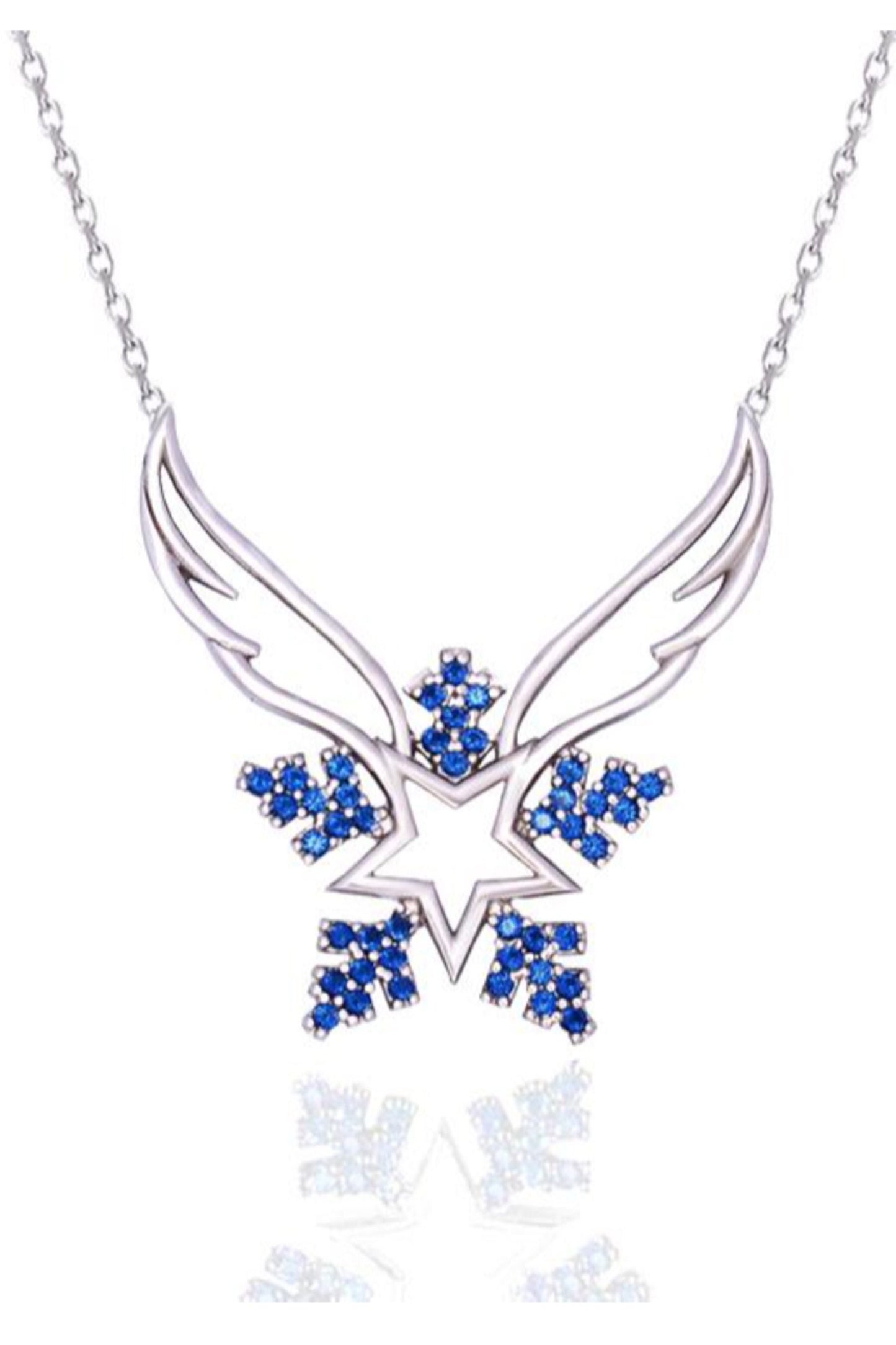 Sapphire Angel Wing&Snowflake Necklace
