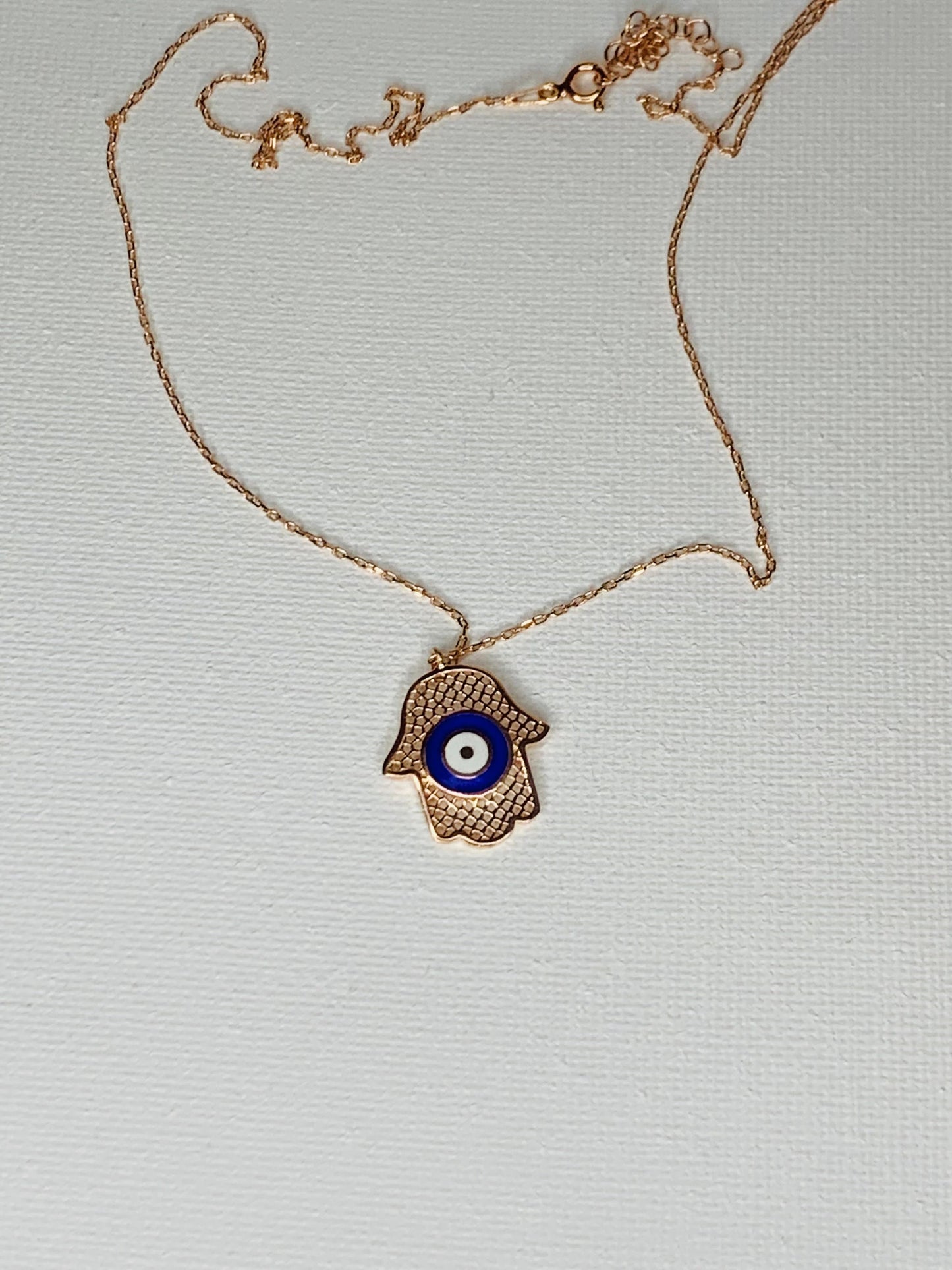 Hamsa Hand Dainty Necklace with Evil Eye