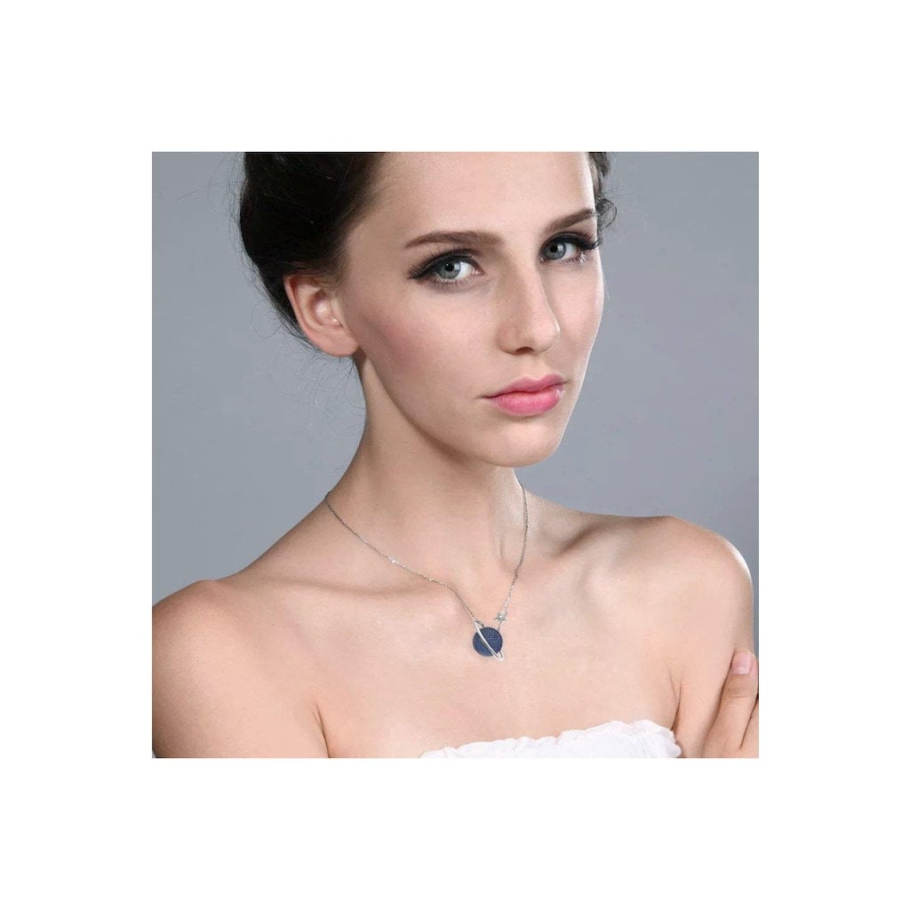 Blue Stone Silver Planet Necklace