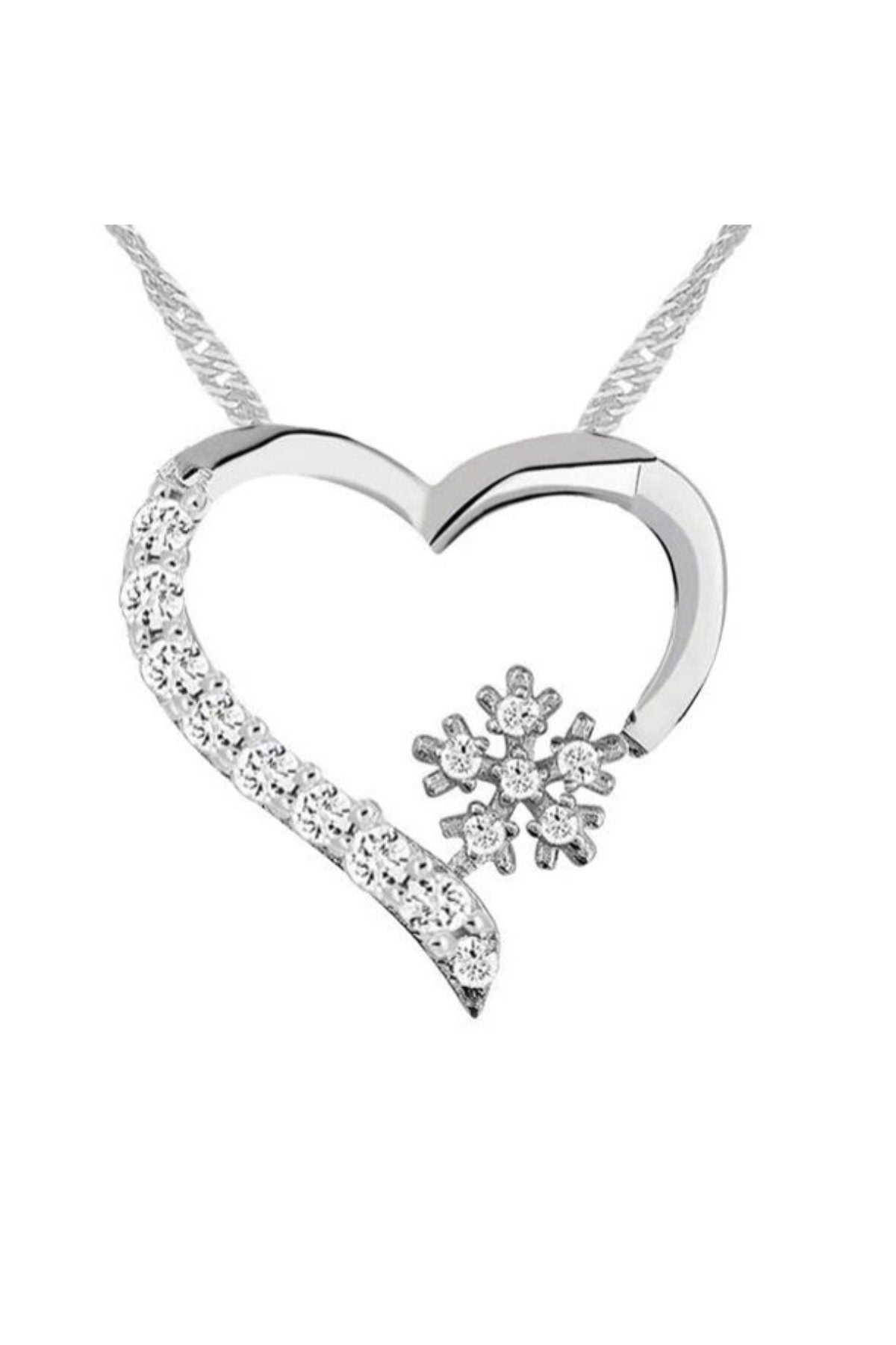 Snowflake  Heart Necklace