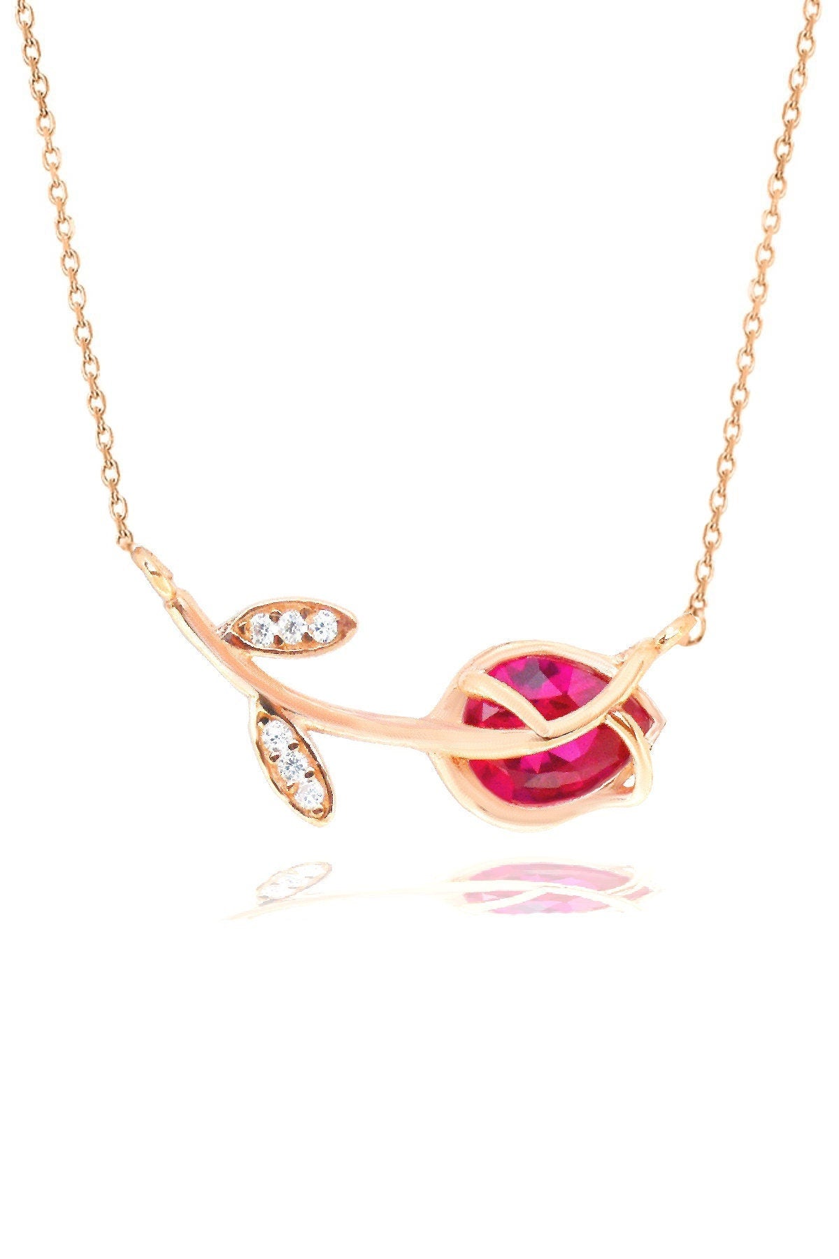 Pink Tourmaline  Rose Gold Necklace