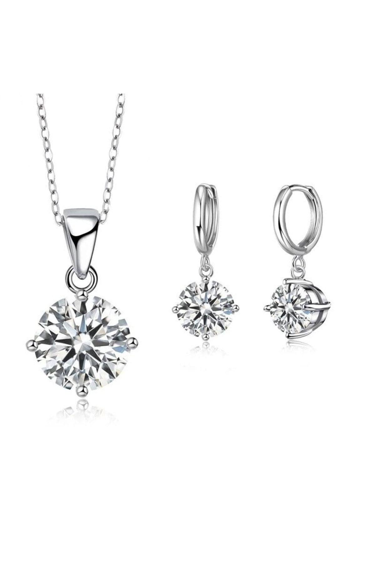 Ellie Solitaire Necklace and Earring Set