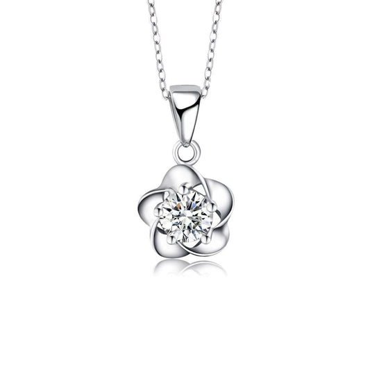 Zircon Solitaire Flower Necklace