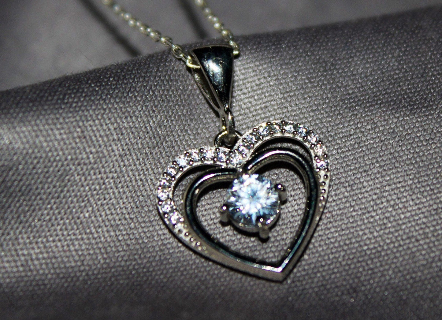 Solitaire Open Heart Necklace