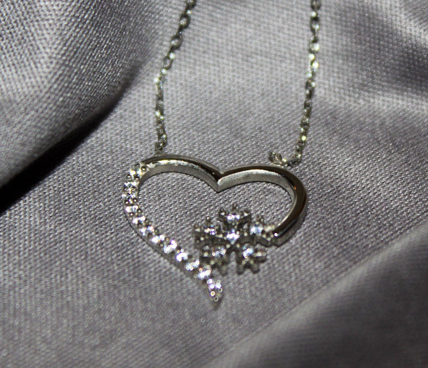 Snowflake  Heart Necklace