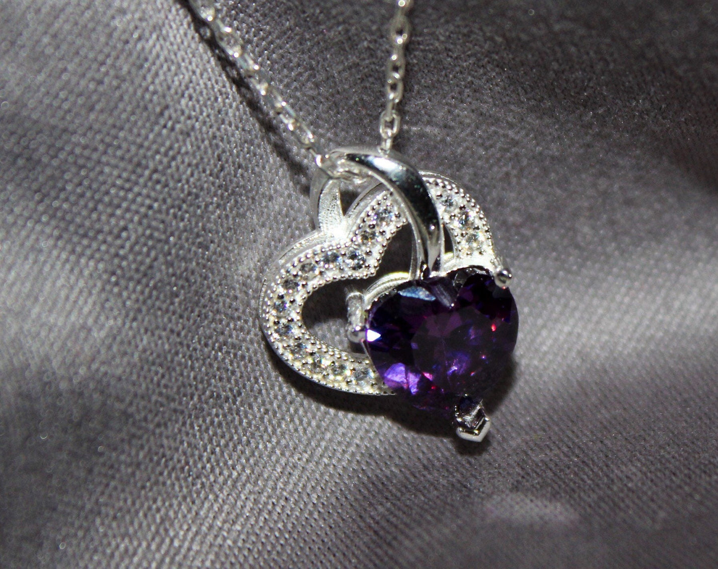 Alessi Amethyst Double Heart Necklace with Bracelet Option