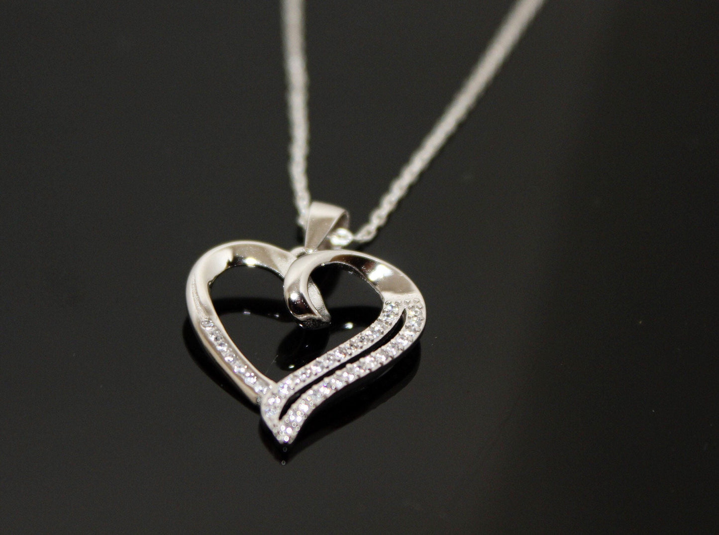 Sparkling Open Heart Necklace