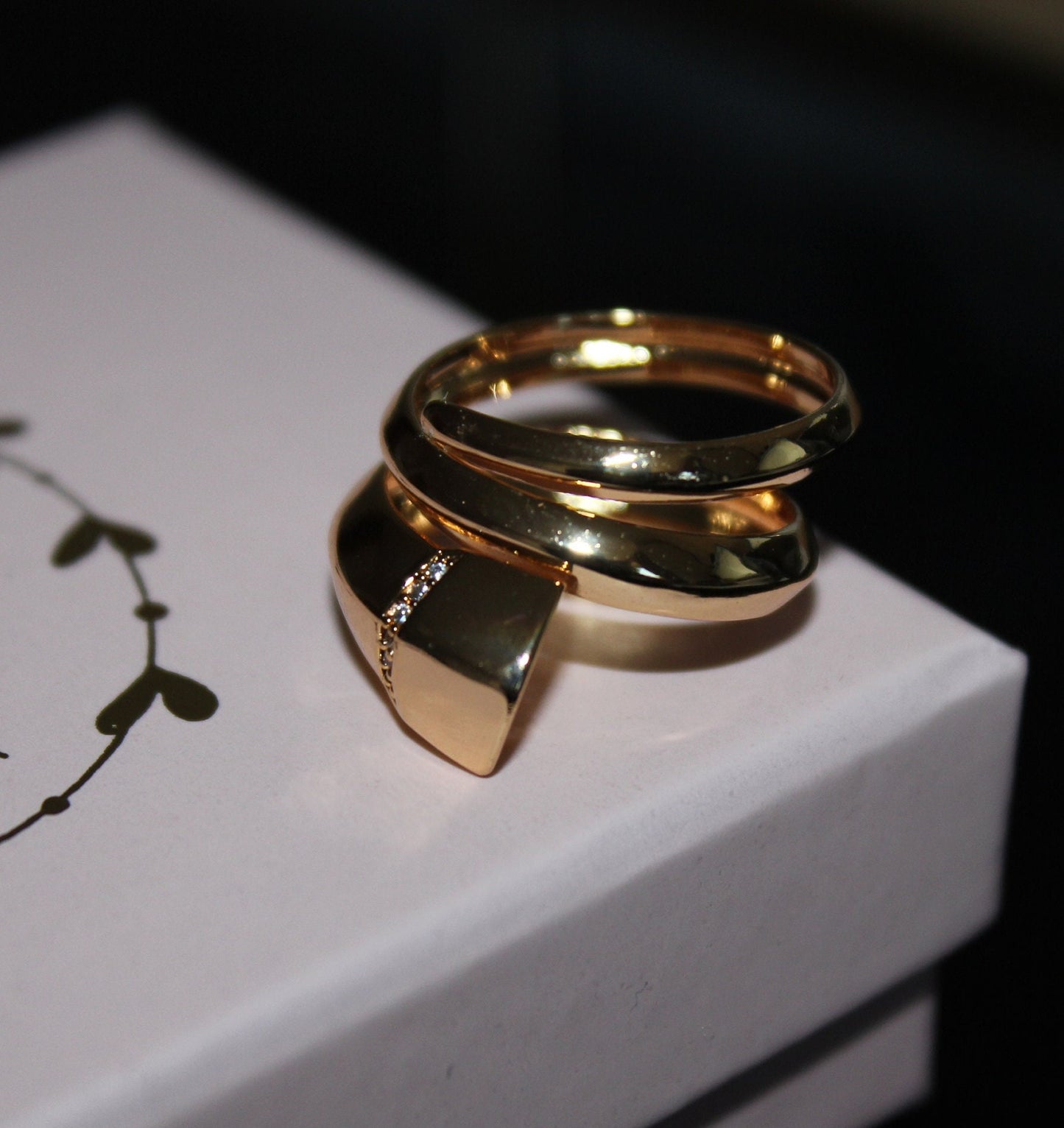 Three Layered Gold Plated Adjustable Ring