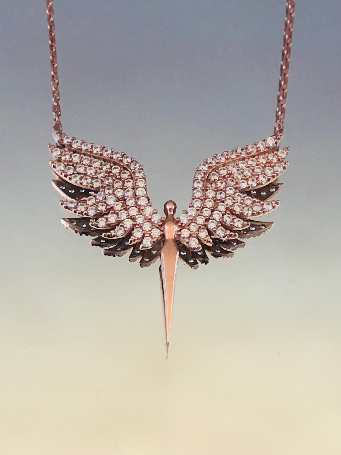 Rose gold The Archangel Protect Angel Pendant