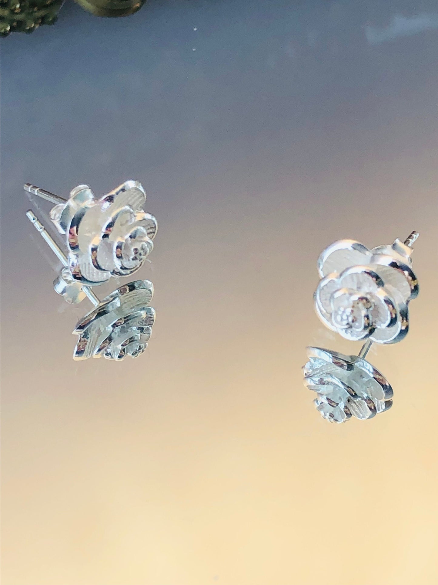 Sterling Silver Rose Earrings