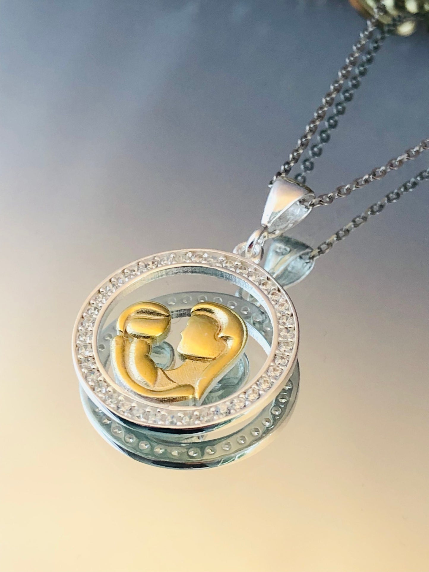 Mom and Baby Silver Necklace