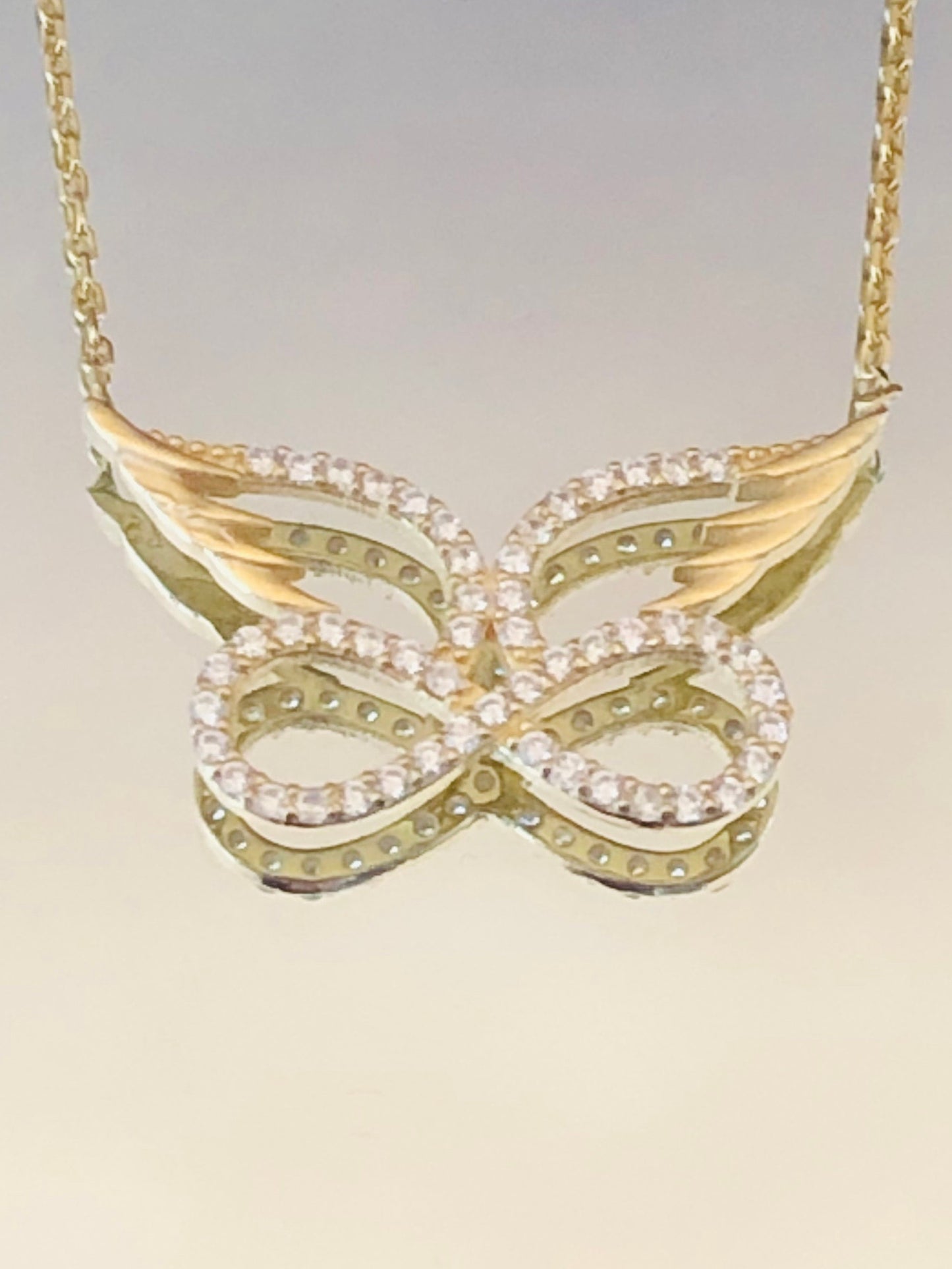 Gold Angel Wing & Infinity  Necklace