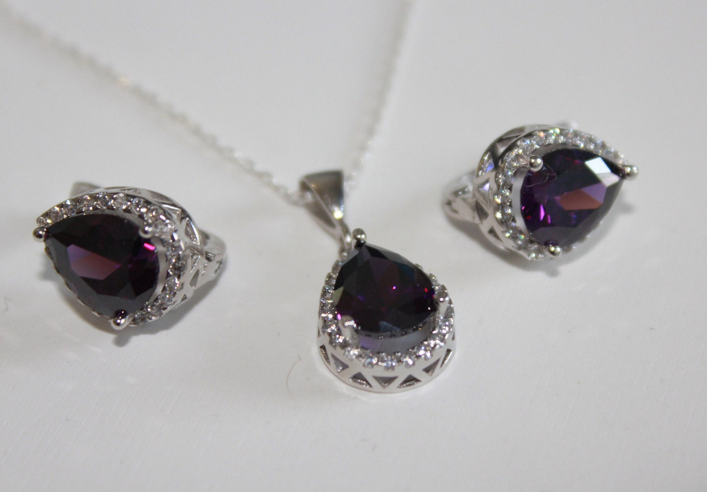 Emily Amethyst  Necklace and Earring Set