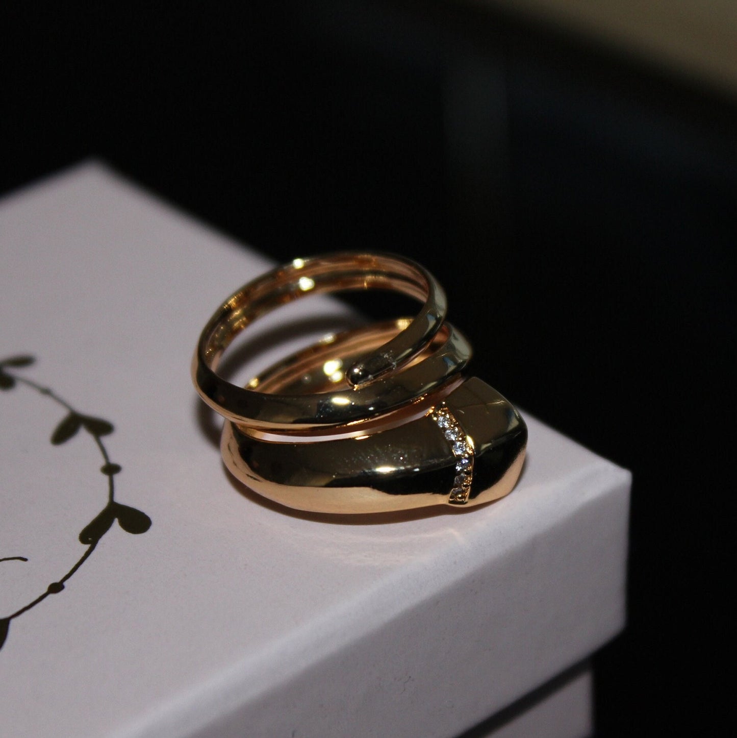 Three Layered Gold Plated Adjustable Ring