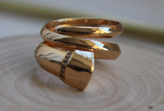 Three Layered Gold Plated Adjustable Ring