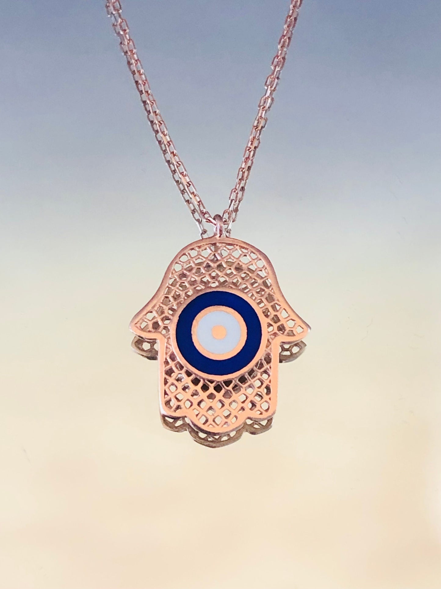 Hamsa Hand Dainty Necklace with Evil Eye