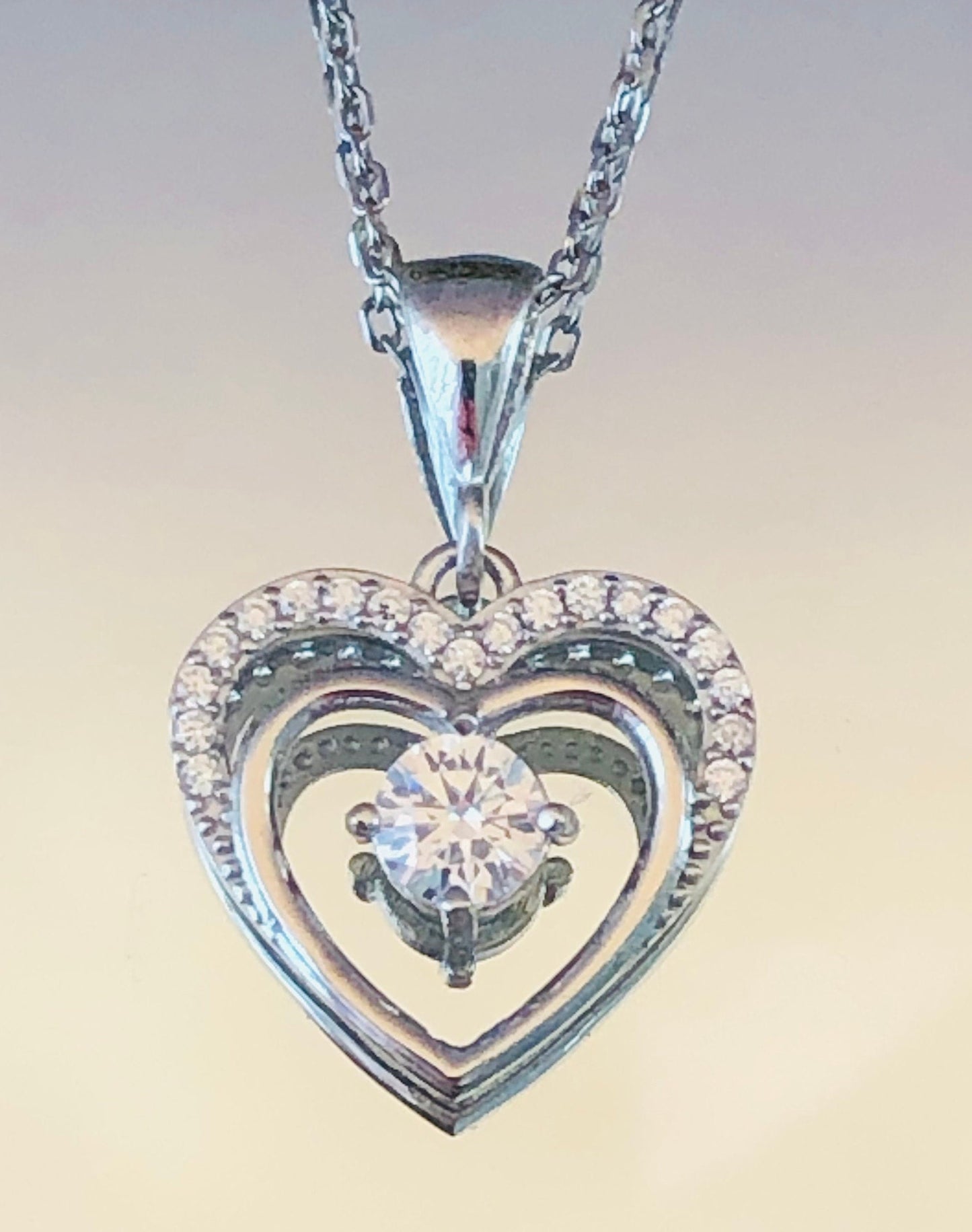 Solitaire Open Heart Necklace