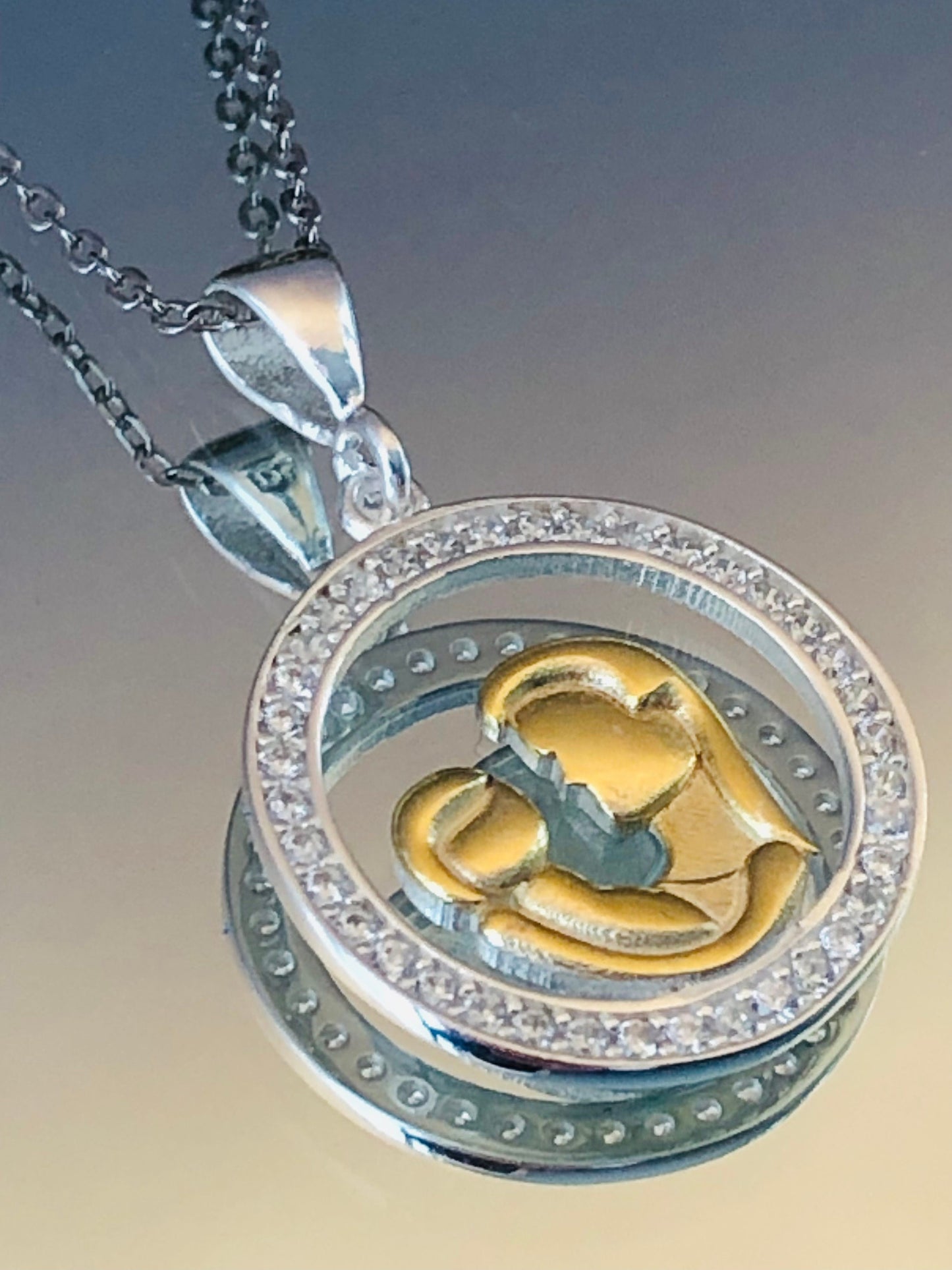 Mom and Baby Silver Necklace