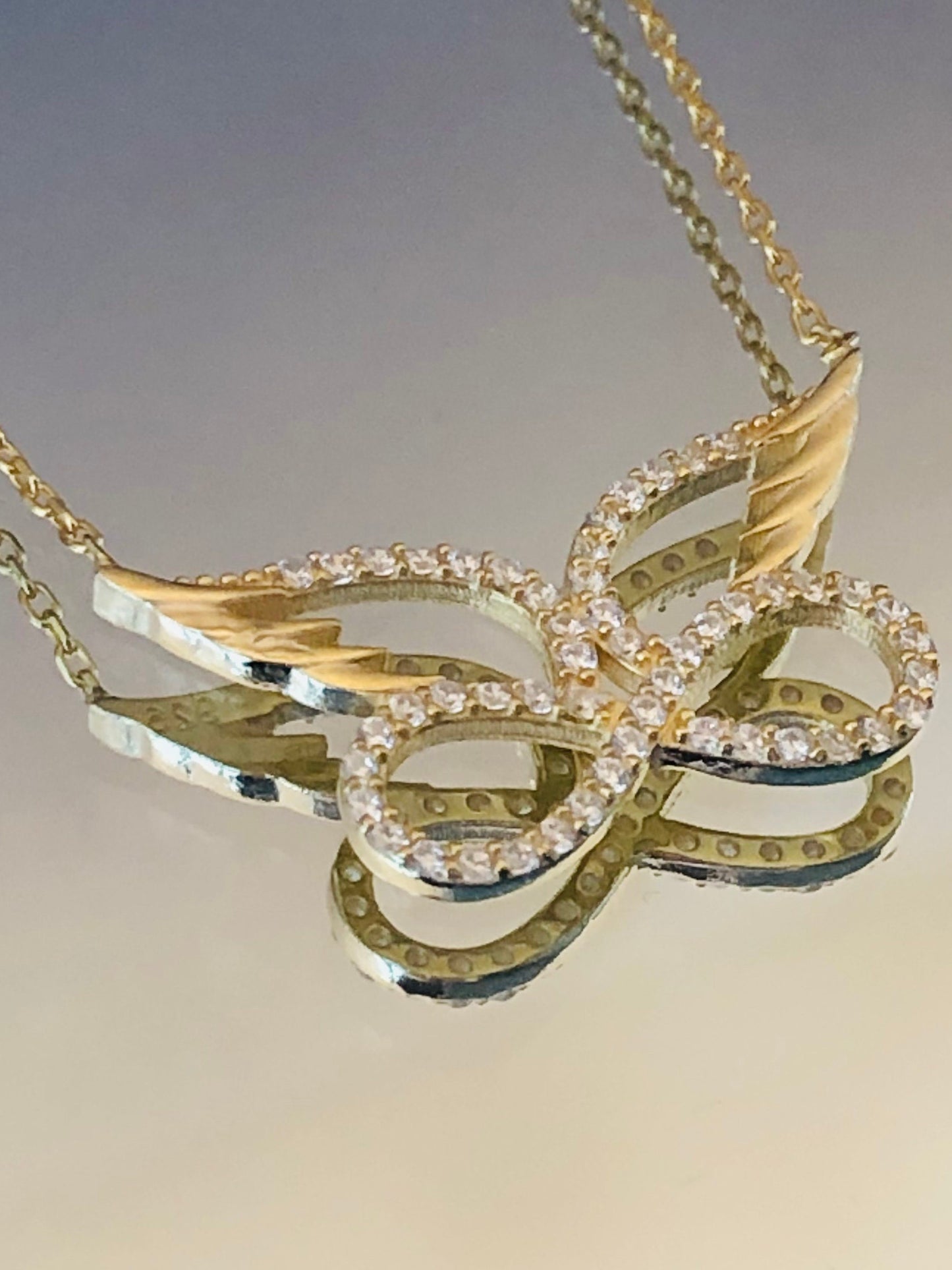 Gold Angel Wing & Infinity  Necklace